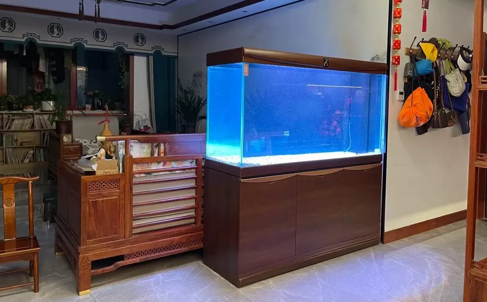 中式实木底柜客厅落地锦鲤鱼缸