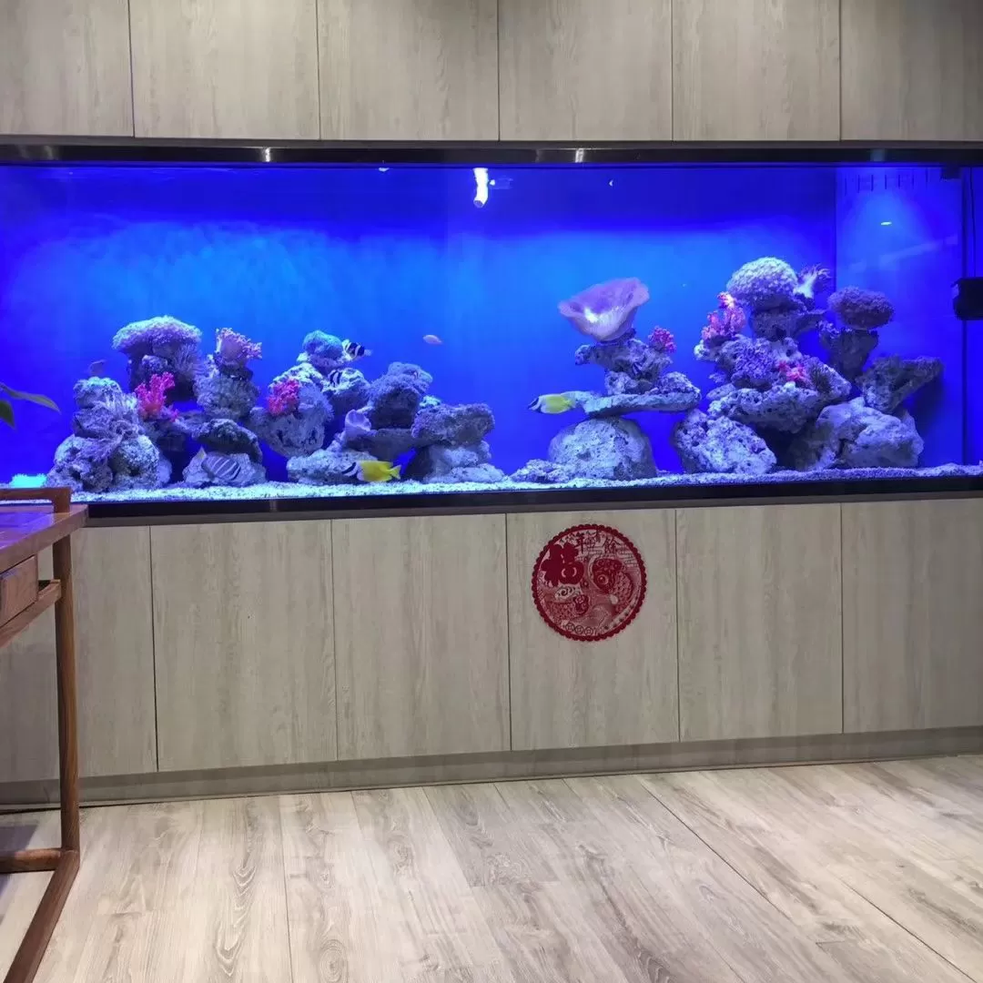 浅木色三层一体嵌入式海水家居鱼缸定制